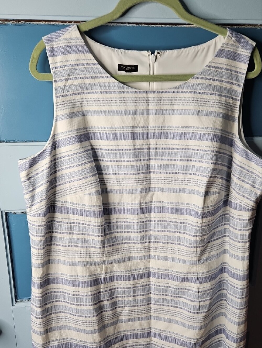 Talbots White and Light Blue Striped Sleeveless Midi Dress 1X - Picture 3 of 8